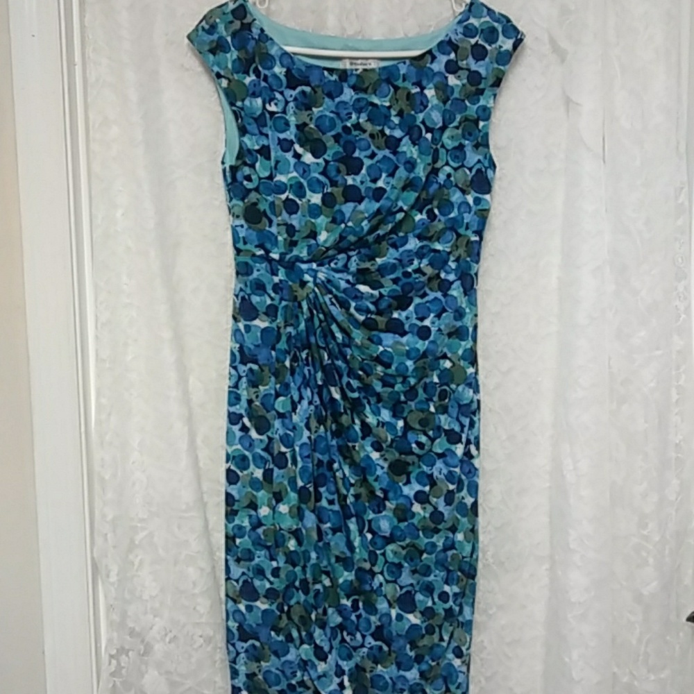 Ruched Abstract Shift Dress Feminine Lightweight Party Resort Travel Vintage